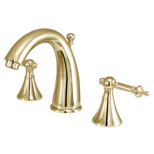Kingston Brass KS2972TL Templeton Widespread Two Handle Bathroom Faucet with Brass Pop-Up, Polished Brass