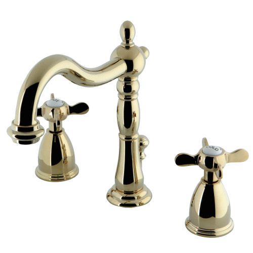 Kingston Brass KB1972BEX Essex Widespread Two Handle Bathroom Faucet with Brass Pop-Up, Polished Brass