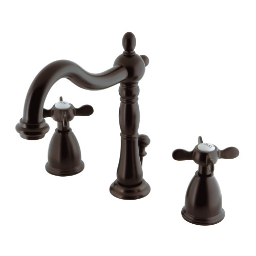 Kingston Brass KB1975BEX Essex Widespread Two Handle Bathroom Faucet with Plastic Pop-Up, Oil Rubbed Bronze