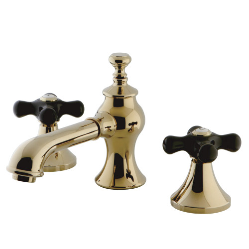 Kingston Brass KC7062PKX Duchess Widespread Two Handle Bathroom Faucet with Brass Pop-Up, Polished Brass
