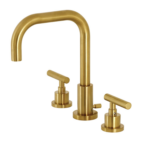 Kingston Brass FSC8933CML Manhattan Widespread Two Handle Bathroom Faucet with Brass Pop-Up, Brushed Brass