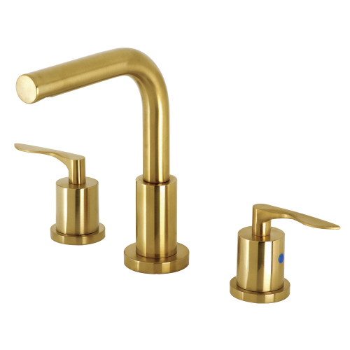 Kingston Brass FSC8953SVL Serena Widespread Two Handle Bathroom Faucet with Brass Pop-Up, Brushed Brass