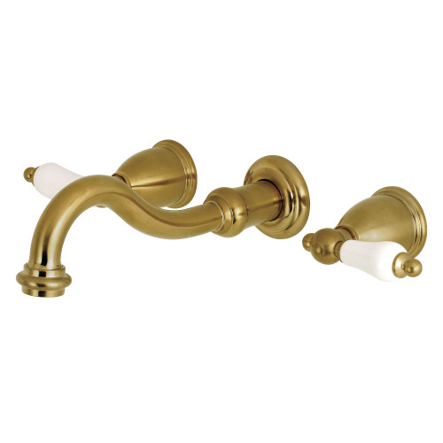 Kingston Brass KS3127PL Vintage Two Handle Wall Mount Bathroom Faucet, Brushed Brass