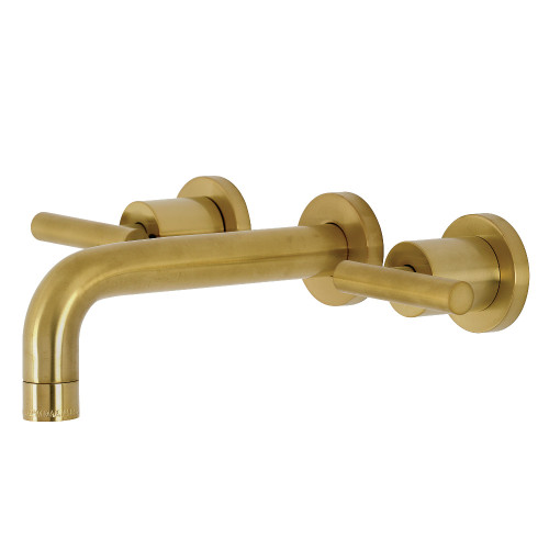 Kingston Brass KS8127CML Manhattan Two Handle Wall Mount Bathroom Faucet, Brushed Brass