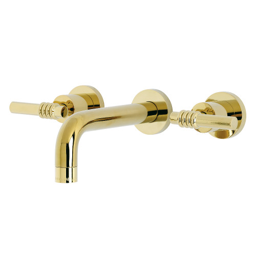Kingston Brass KS8122ML Milano Two Handle Wall Mount Bathroom Faucet, Polished Brass