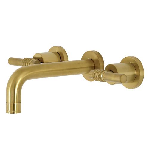 Kingston Brass KS8127ML Milano Two Handle Wall Mount Bathroom Faucet, Brushed Brass