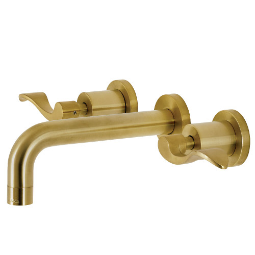 Kingston Brass KS8127DFL NuWave Two Handle Wall Mount Bathroom Faucet, Brushed Brass