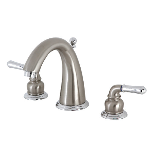 Kingston Brass KS2967 Naples Widespread Two Handle Bathroom Faucet, Brushed Nickel/Polished Chrome