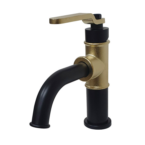 Kingston Brass KS2822KL Whitaker Single Handle Bathroom Faucet with Push Pop-Up, Matte Black/Polished Brass