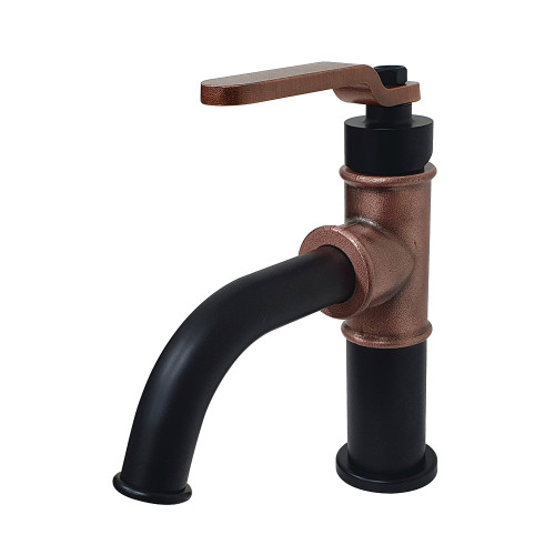 Kingston Brass KS282KLAC Whitaker Single Handle Bathroom Faucet with Push Pop-Up, Matte Black/Antique Copper