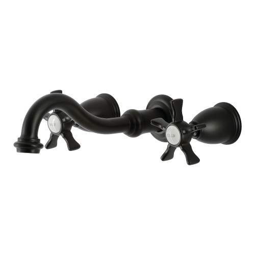 Kingston Brass KS3120NX Hamilton Two-Handle Wall Mount Bathroom Faucet, Matte Black