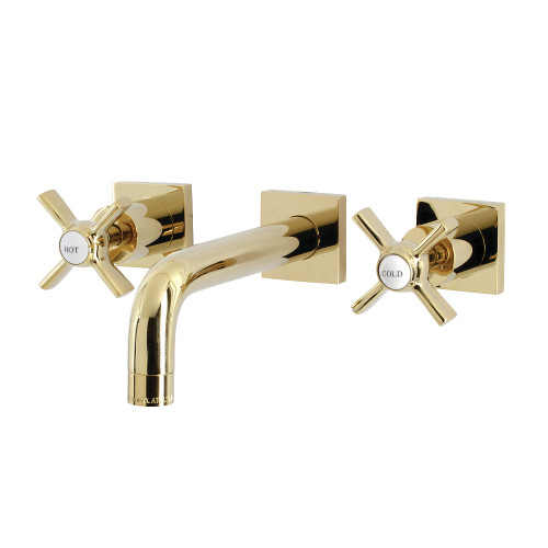 Kingston Brass KS6122ZX Millennium Two-Handle Wall Mount Bathroom Faucet, Polished Brass