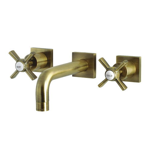 Kingston Brass KS6123ZX Millennium Two-Handle Wall Mount Bathroom Faucet, Antique Brass