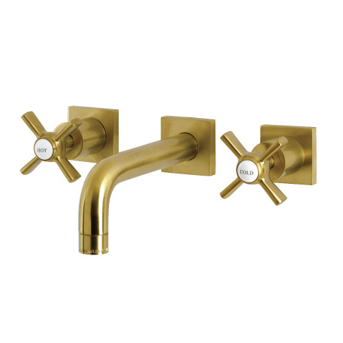 Kingston Brass KS6127ZX Millennium Two-Handle Wall Mount Bathroom Faucet, Brushed Brass