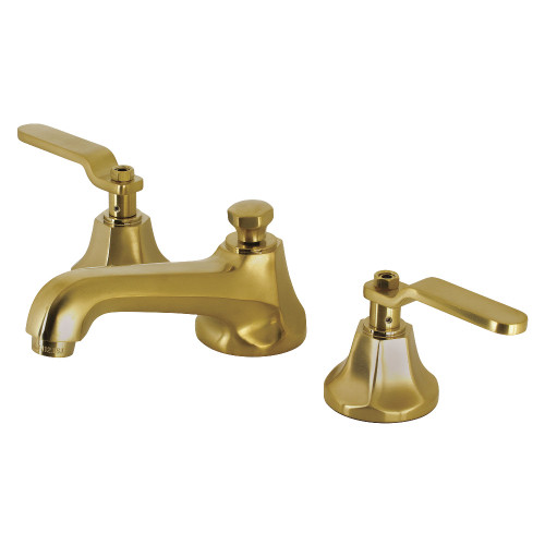Kingston Brass KS4467KL Whitaker Widespread Two Handle Bathroom Faucet with Brass Pop-Up, Brushed Brass