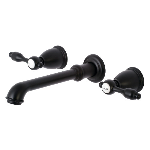 Kingston Brass KS7120TAL Two Handle Wall Mount Bathroom Faucet, Matte Black