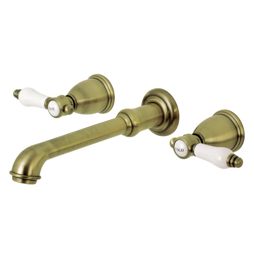 Kingston Brass KS7123BPL Two Handle Wall Mount Bathroom Faucet, Antique Brass