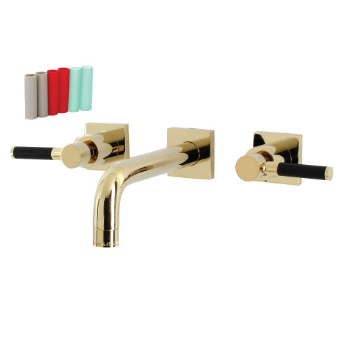 Kingston Brass KS6122DKL Ksiser Two-Handle Wall Mount Bathroom Faucet, Polished Brass