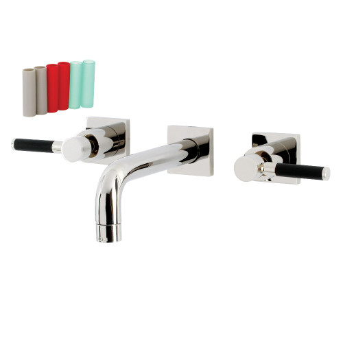 Kingston Brass KS6126DKL Ksiser Two-Handle Wall Mount Bathroom Faucet, Polished Nickel