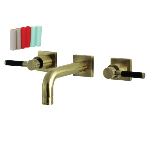 Kingston Brass KS6123DKL Ksiser Two-Handle Wall Mount Bathroom Faucet, Antique Brass