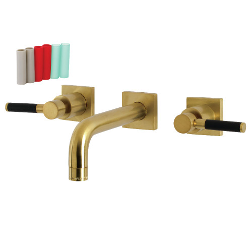 Kingston Brass KS6127DKL Ksiser Two-Handle Wall Mount Bathroom Faucet, Brushed Brass