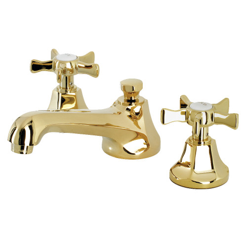 Kingston Brass KS4462NX Hamilton Widespread Two Handle Bathroom Faucet with Brass Pop-Up, Polished Brass