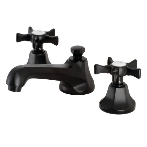 Kingston Brass KS4460NX Hamilton Widespread Two Handle Bathroom Faucet with Brass Pop-Up, Matte Black