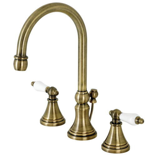 Kingston Brass KS2983PL Governor Widespread Two Handle Bathroom Faucet, Antique Brass