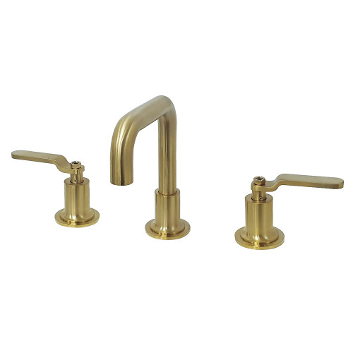 Kingston Brass KS142KLBB Whitaker Widespread Two Handle Bathroom Faucet with Push Pop-Up, Brushed Brass