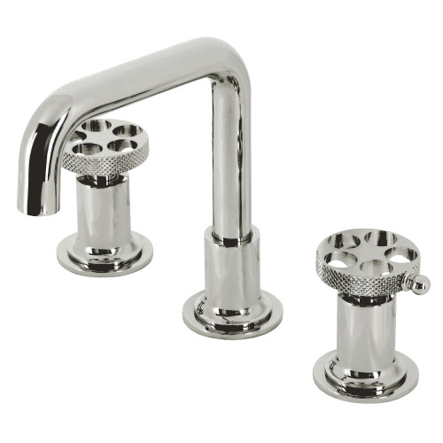 Kingston Brass KS142RKXPN Webb Widespread Two Handle Bathroom Faucet with Push Pop-Up, Polished Nickel