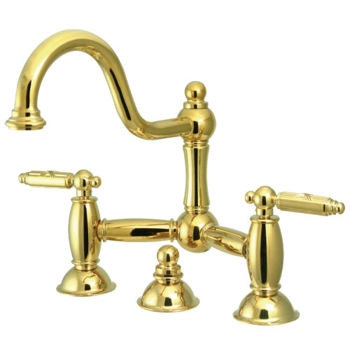 Kingston Brass  KS3912GL Restoration Bathroom Bridge Faucet, Polished Brass