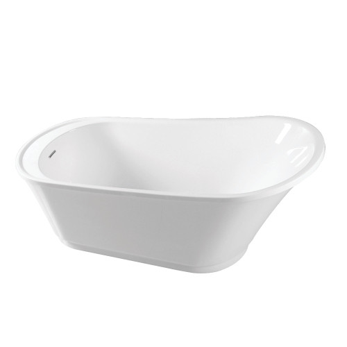 Kingston Brass Aqua Eden VTRS592826Q 59-Inch Acrylic Single Slipper Freestanding Tub with Drain, White
