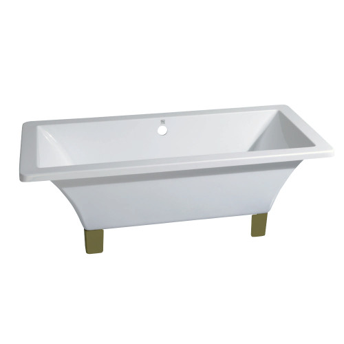 Kingston Brass  Aqua Eden VTSQ673018A2 67-Inch Acrylic Double Ended Clawfoot Tub (No Faucet Drillings), White/Polished Brass
