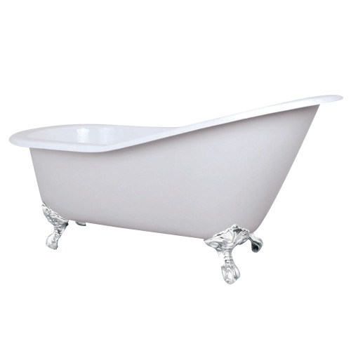 Kingston Brass Aqua Eden NHVCTND653129BW 61-Inch Cast Iron Single Slipper Clawfoot Tub (No Faucet Drillings), White