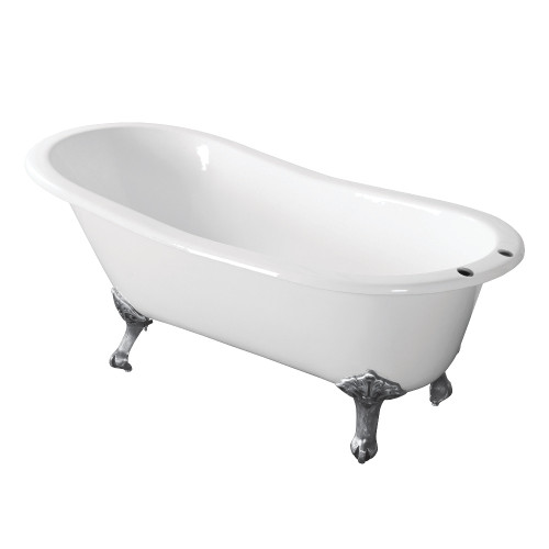 Kingston Brass Aqua Eden VCT7D673122ZB1 67-Inch Cast Iron Single Slipper Clawfoot Tub with 7-Inch Faucet Drillings, White/Polished Chrome Kingston Brass Aqua Eden VCT7D673122ZB1 67-Inch Cast Iron Single Slipper Clawfoot Tub with 7-Inch Faucet Drillings, White/Polished Chrome