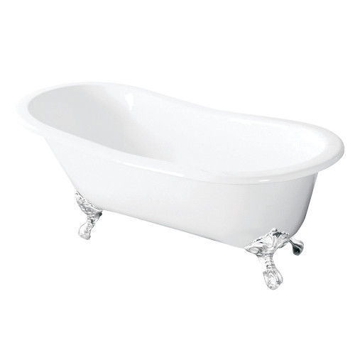 Kingston Brass Aqua Eden VCTND5431BW 54-Inch Cast Iron Slipper Clawfoot Tub without Faucet Drillings, White