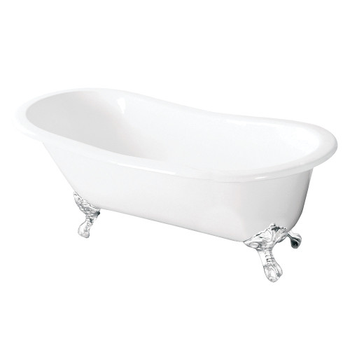 Kingston Brass Aqua Eden VCTND5731BW 57-Inch Cast Iron Slipper Clawfoot Tub without Faucet Drillings, White