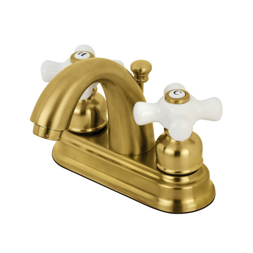 Kingston Brass KB5617PX Restoration 4 in. Centerset Bathroom Faucet, Brushed Brass