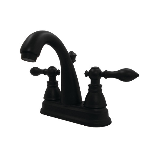 Kingston Brass Fauceture FSY5610ACL American Classic 4 in. Centerset Bathroom Faucet with Plastic Pop-Up, Matte Black