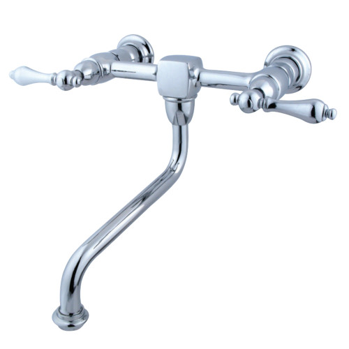 Kingston Brass KS1211AL Heritage Wall Mount Bathroom Faucet, Polished Chrome