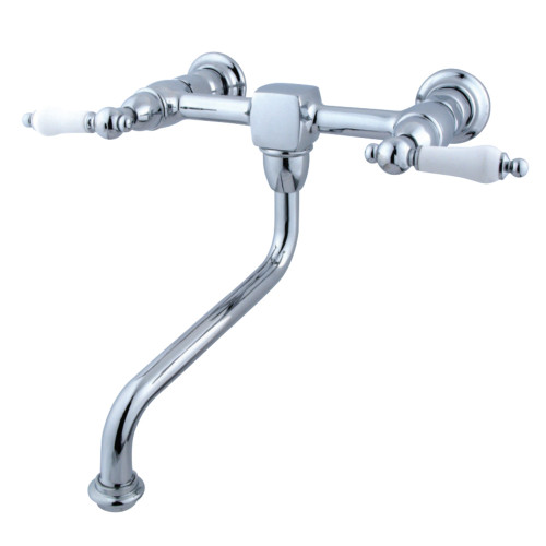 Kingston Brass KS1211PL Heritage Wall Mount Bathroom Faucet, Polished Chrome