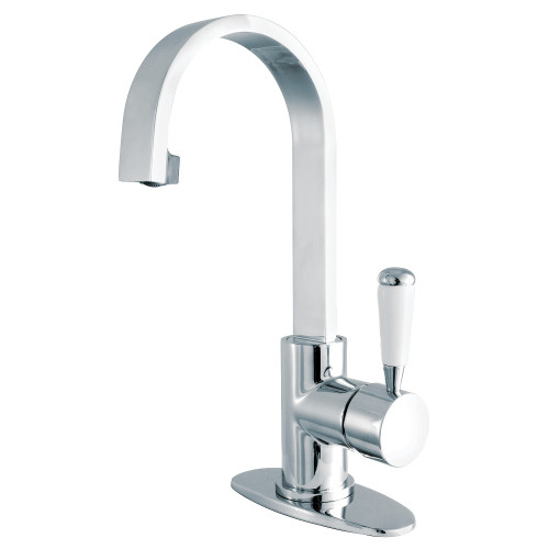 Kingston Brass Fauceture LS8211DPL Paris Single-Handle Bathroom Faucet with Deck Plate & Drain, Polished Chrome