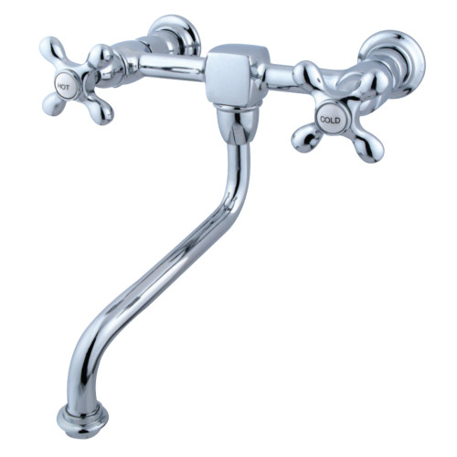 Kingston Brass KS1211AX Heritage Wall Mount Bathroom Faucet, Polished Chrome