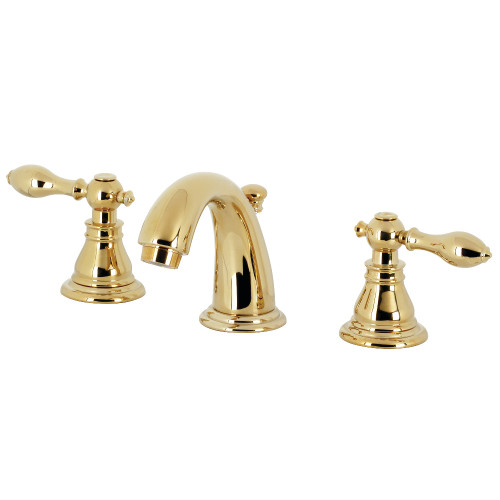Kingston Brass KB912ACL American Classic Widespread Bathroom Faucet with Retail Pop-Up, Polished Brass