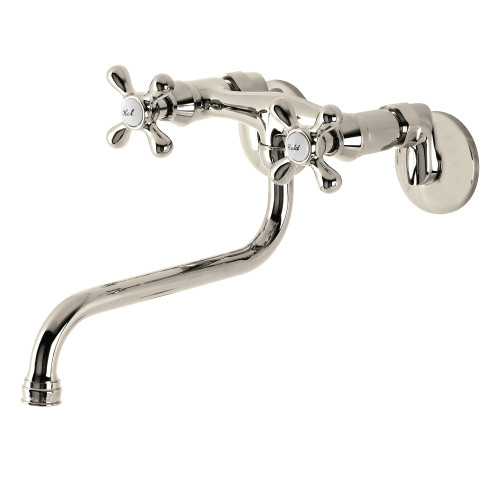 Kingston Brass KS215PN Kingston Two Handle Wall Mount Bathroom Faucet, Polished Nickel