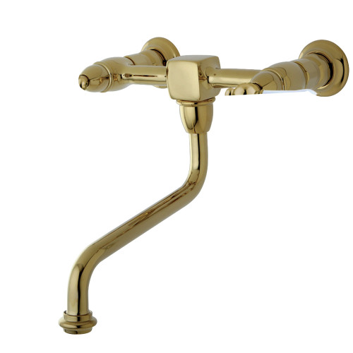 Kingston Brass KS1212PL Heritage Wall Mount Bathroom Faucet, Polished Brass