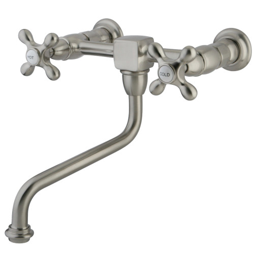 Kingston Brass KS1218AX Heritage Wall Mount Bathroom Faucet, Brushed Nickel