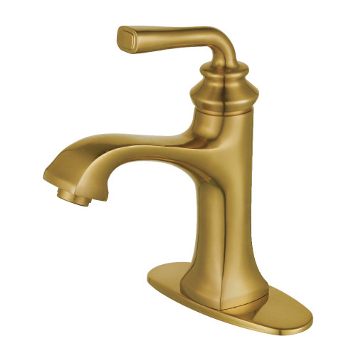 Kingston Brass Fauceture LS4423RXL Restoration Single-Handle Bathroom Faucet with Push Pop-Up, Brushed Brass