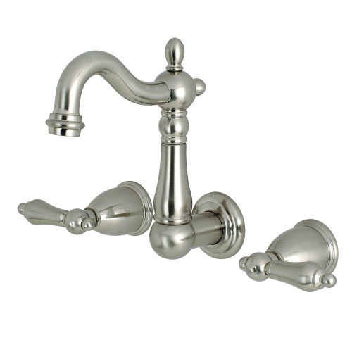 Kingston Brass KS1228AL Heritage Wall Mount Bathroom Faucet, Brushed Nickel