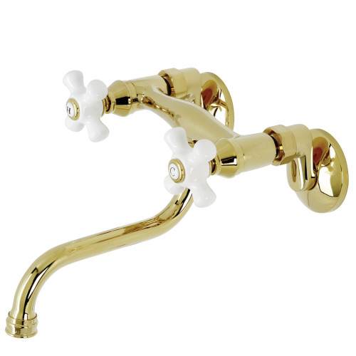 Kingston Brass KS616PB Wall Mount Bathroom Faucet, Polished Brass